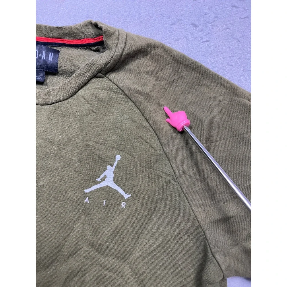 Jordan Crewneck Sweatshirt Cotton Polyester Olive Green Small Mens